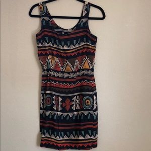 Vintage Geometric Viscose Dress
